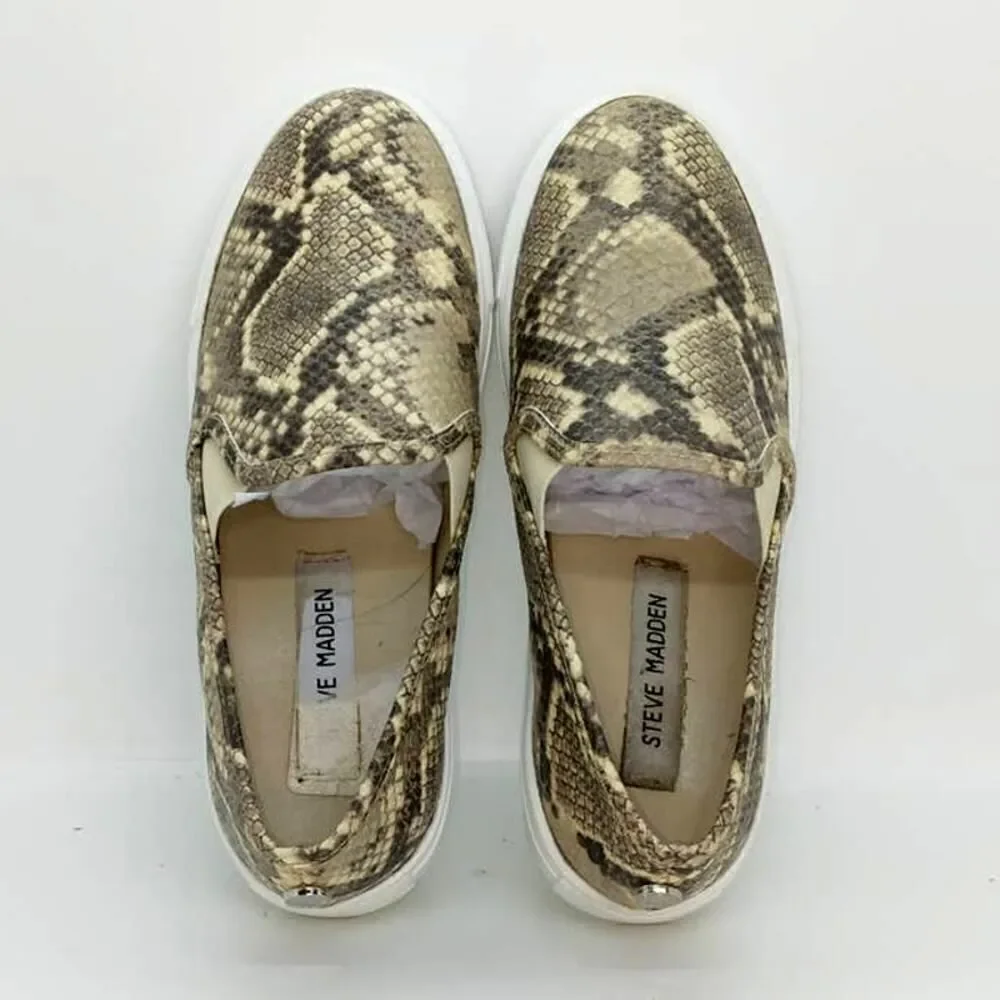 Steve Madden Designer Snakeskin Slip-on Women's Pre-owned Sneakers - sz. 6 1/2M